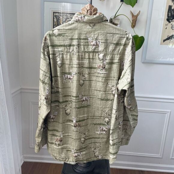 Columbia River Lodge Deer Hunting Button Down Shirt Tan Men's L - Picture 7 of 9